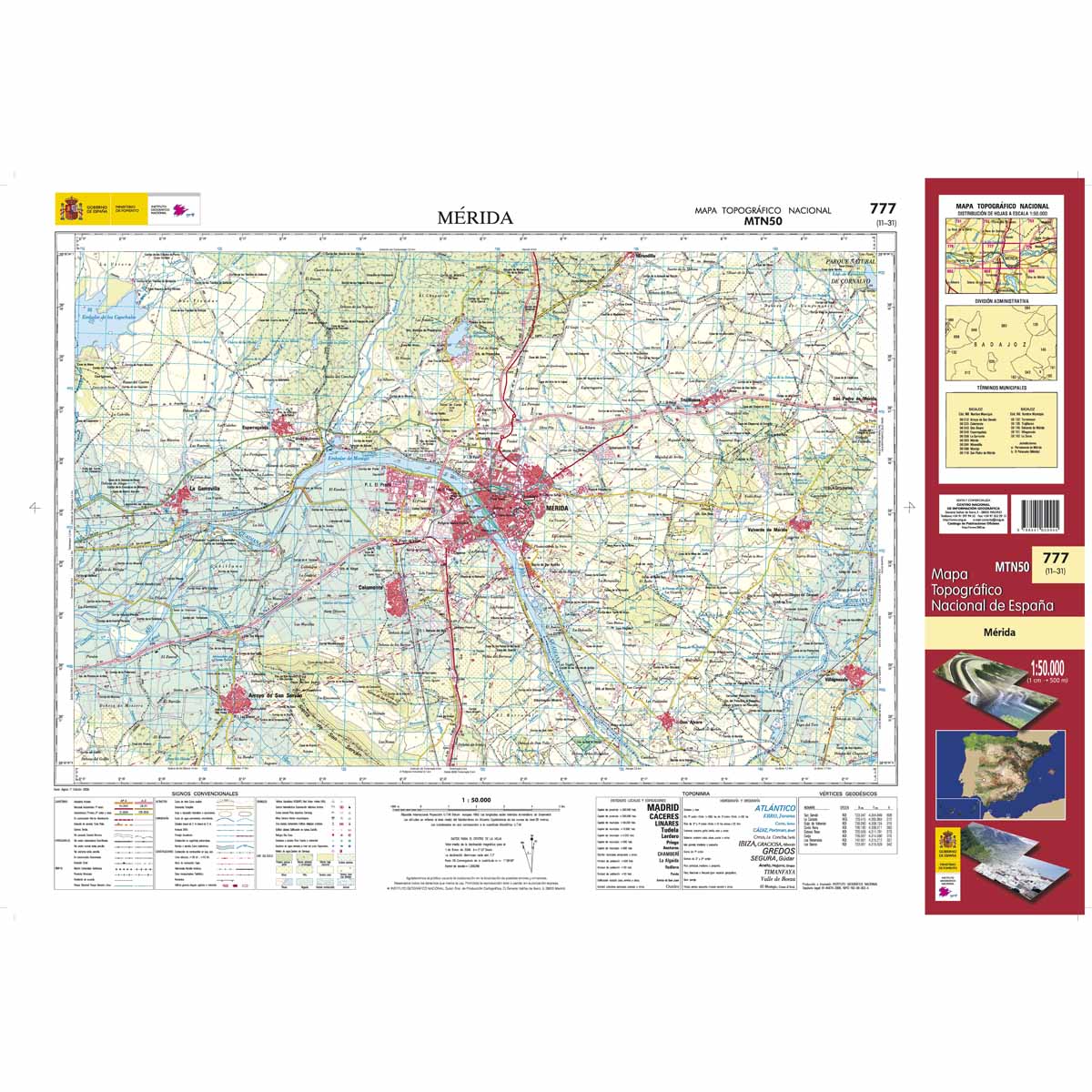 Online bestellen: Topografische kaart 777 MT50 Mérida | CNIG - Instituto Geográfico Nacional1