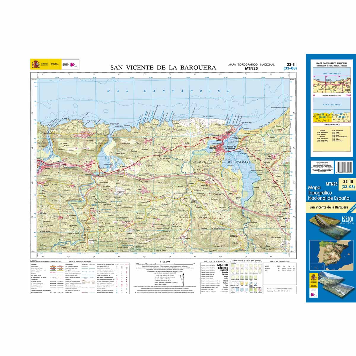 Online bestellen: Topografische kaart 33-III San Vicente de la Barquera | CNIG - Instituto Geográfico Nacional1