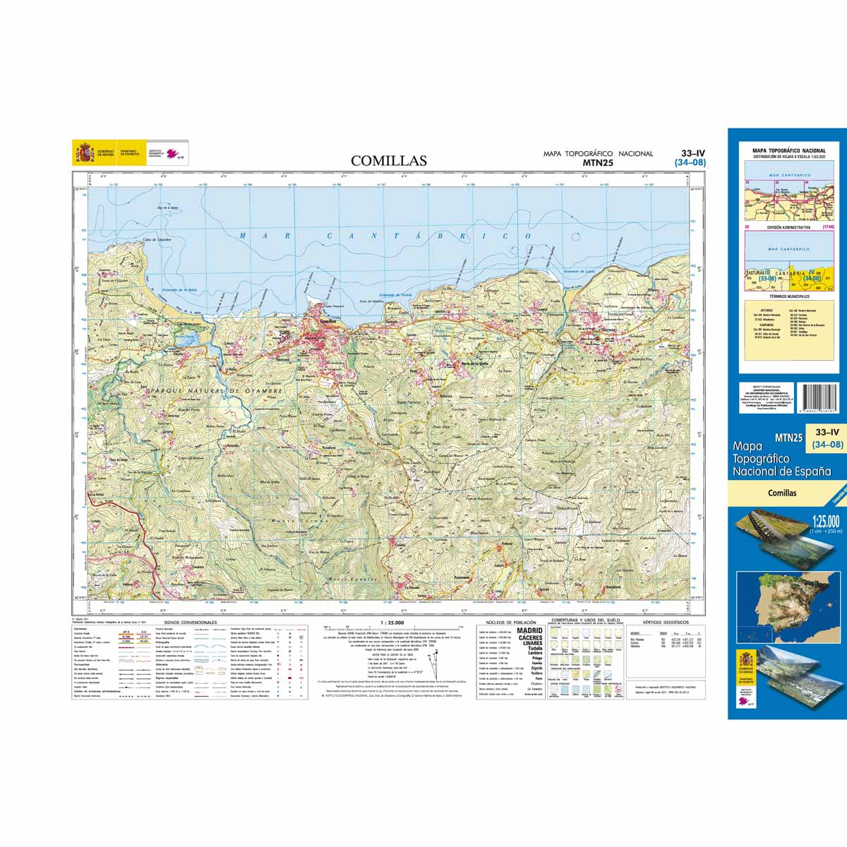 Online bestellen: Topografische kaart 33-IV Comillas | CNIG - Instituto Geográfico Nacional1