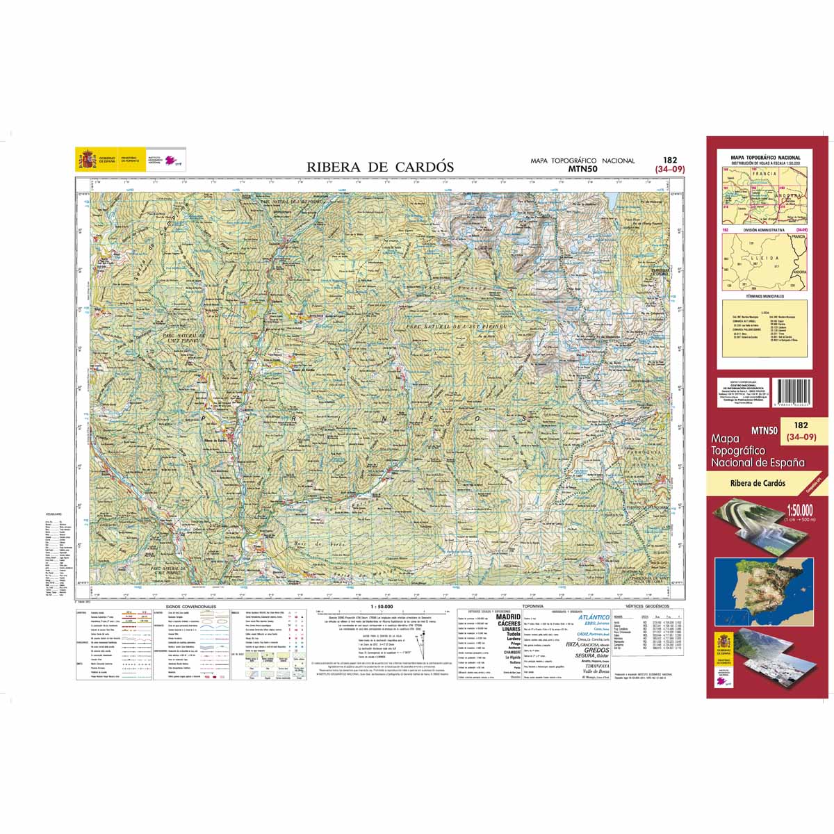 Online bestellen: Topografische kaart 182 MT50 Rivera de Cardós | CNIG - Instituto Geográfico Nacional1