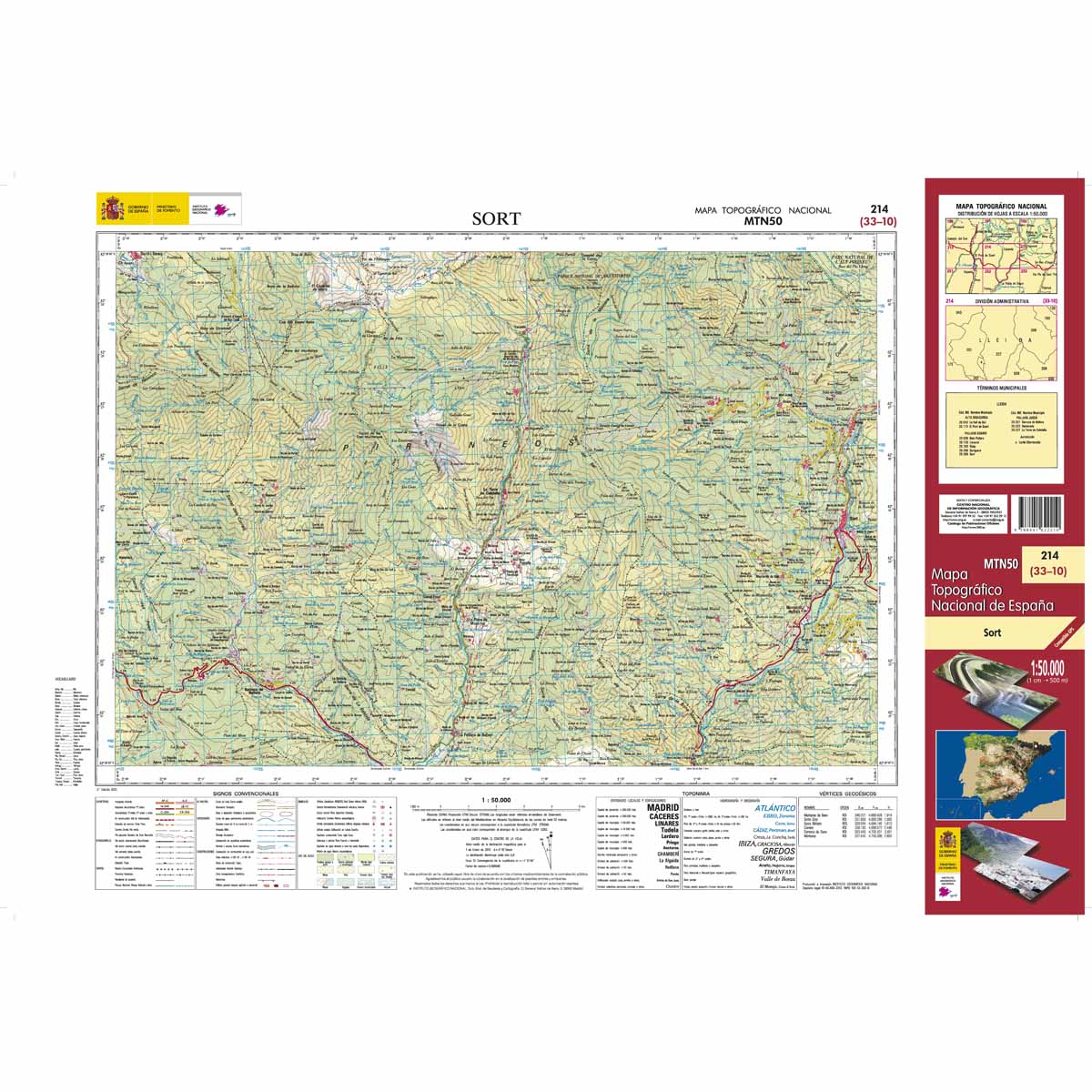 Online bestellen: Topografische kaart 214 MT50 Sort | CNIG - Instituto Geográfico Nacional1