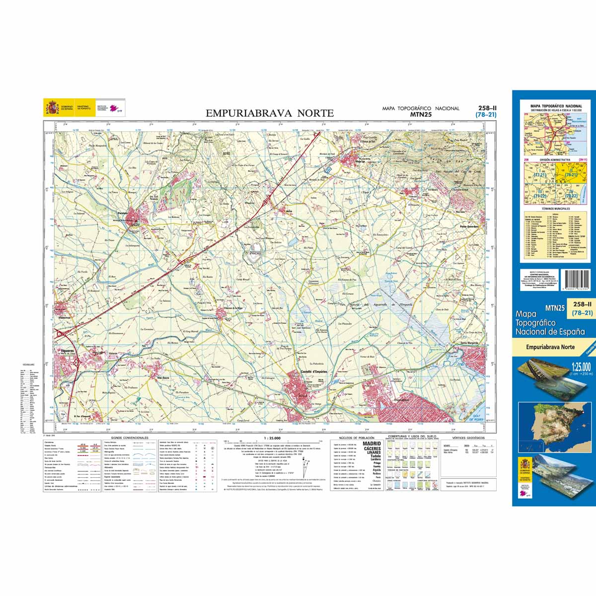 Online bestellen: Topografische kaart 258-II Empuriabrava Norte | CNIG - Instituto Geográfico Nacional1