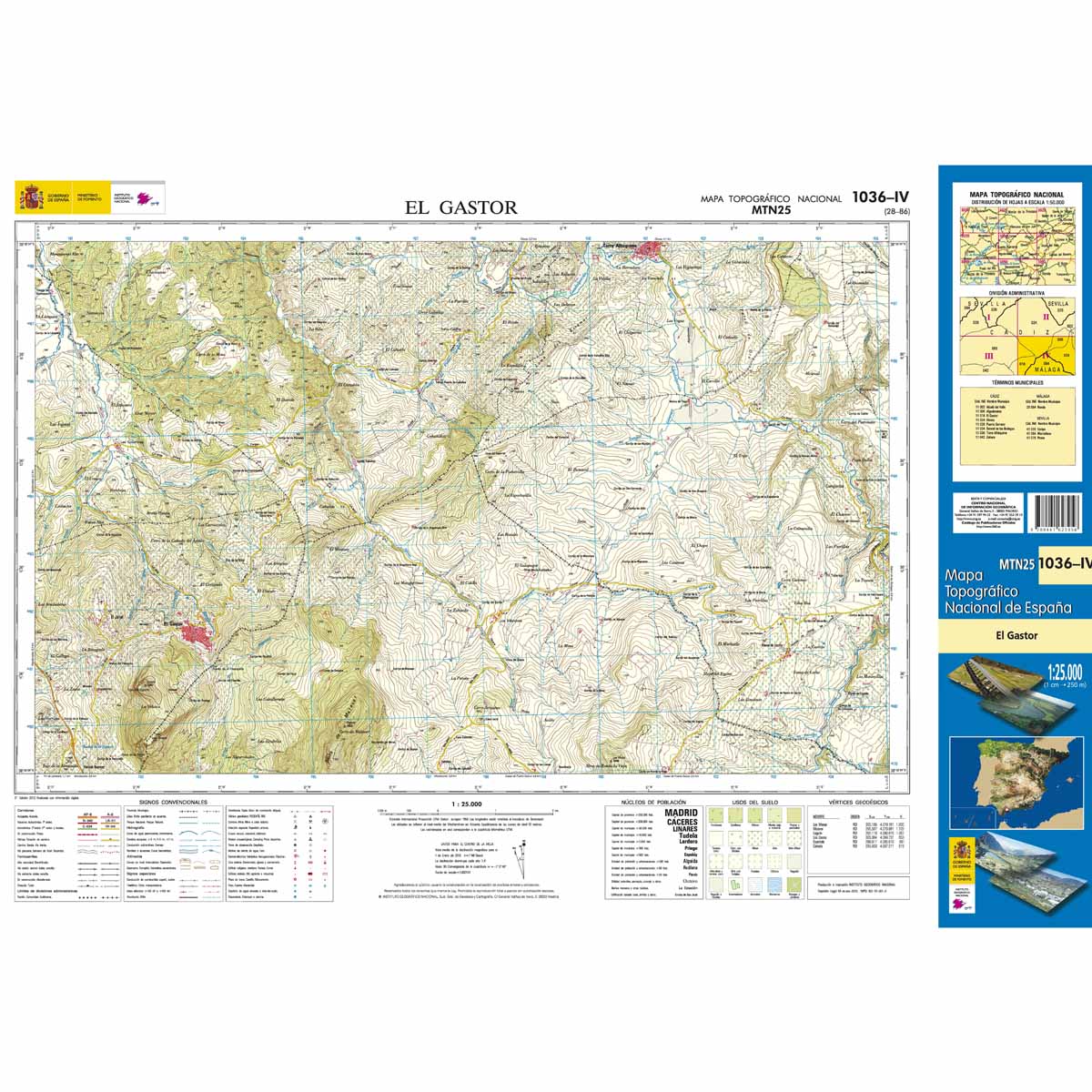 Online bestellen: Topografische kaart 1036-IV El Gastor | CNIG - Instituto Geográfico Nacional1