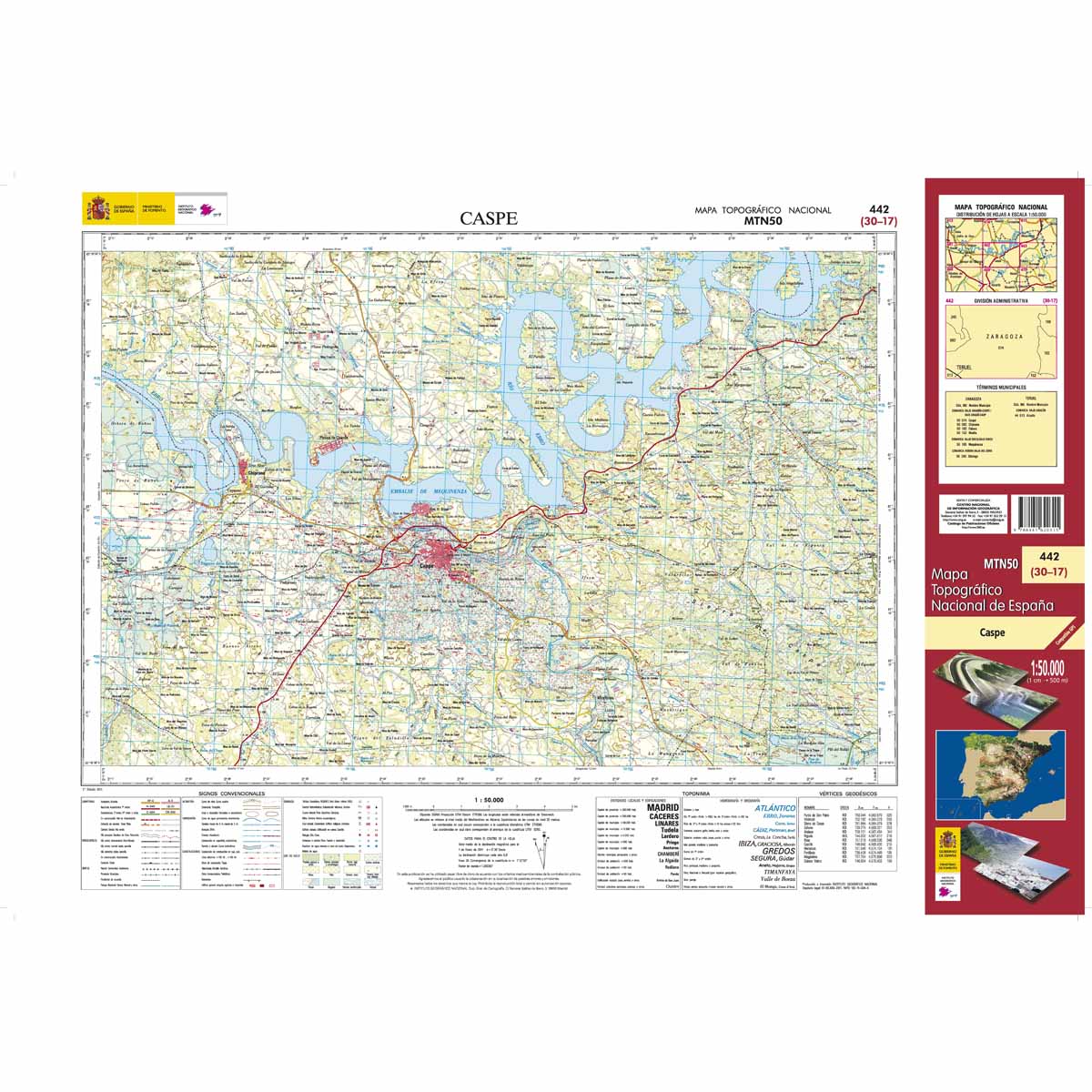 Online bestellen: Topografische kaart 442 MT50 Caspe | CNIG - Instituto Geográfico Nacional1