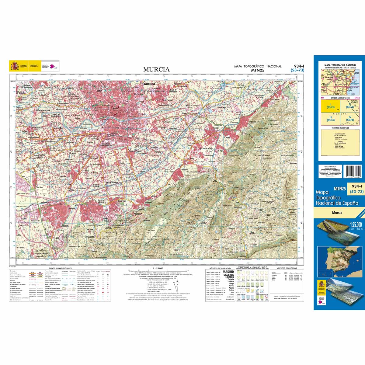 Online bestellen: Topografische kaart 934-I Murcia | CNIG - Instituto Geográfico Nacional1