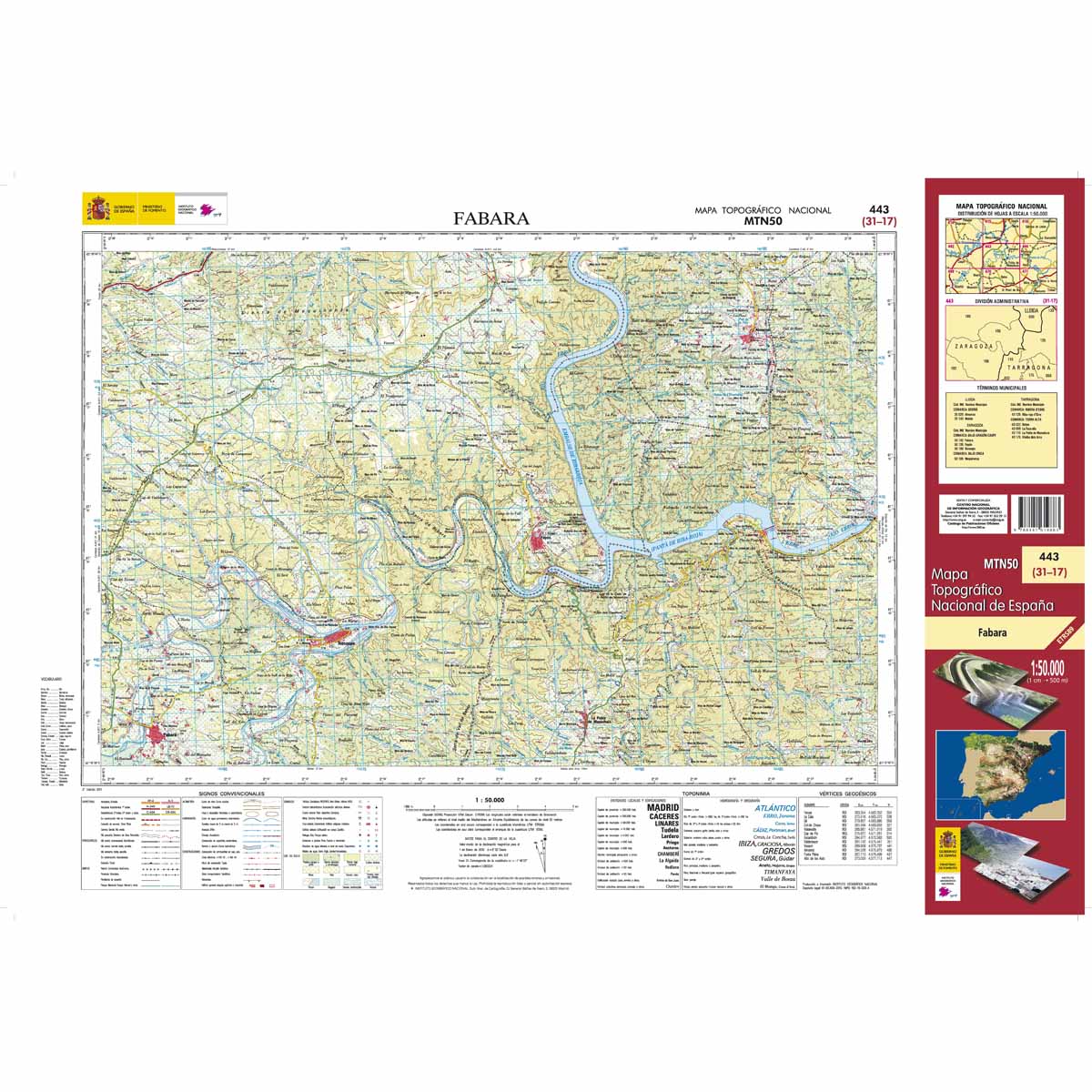 Online bestellen: Topografische kaart 443 MT50 Fabara | CNIG - Instituto Geográfico Nacional1