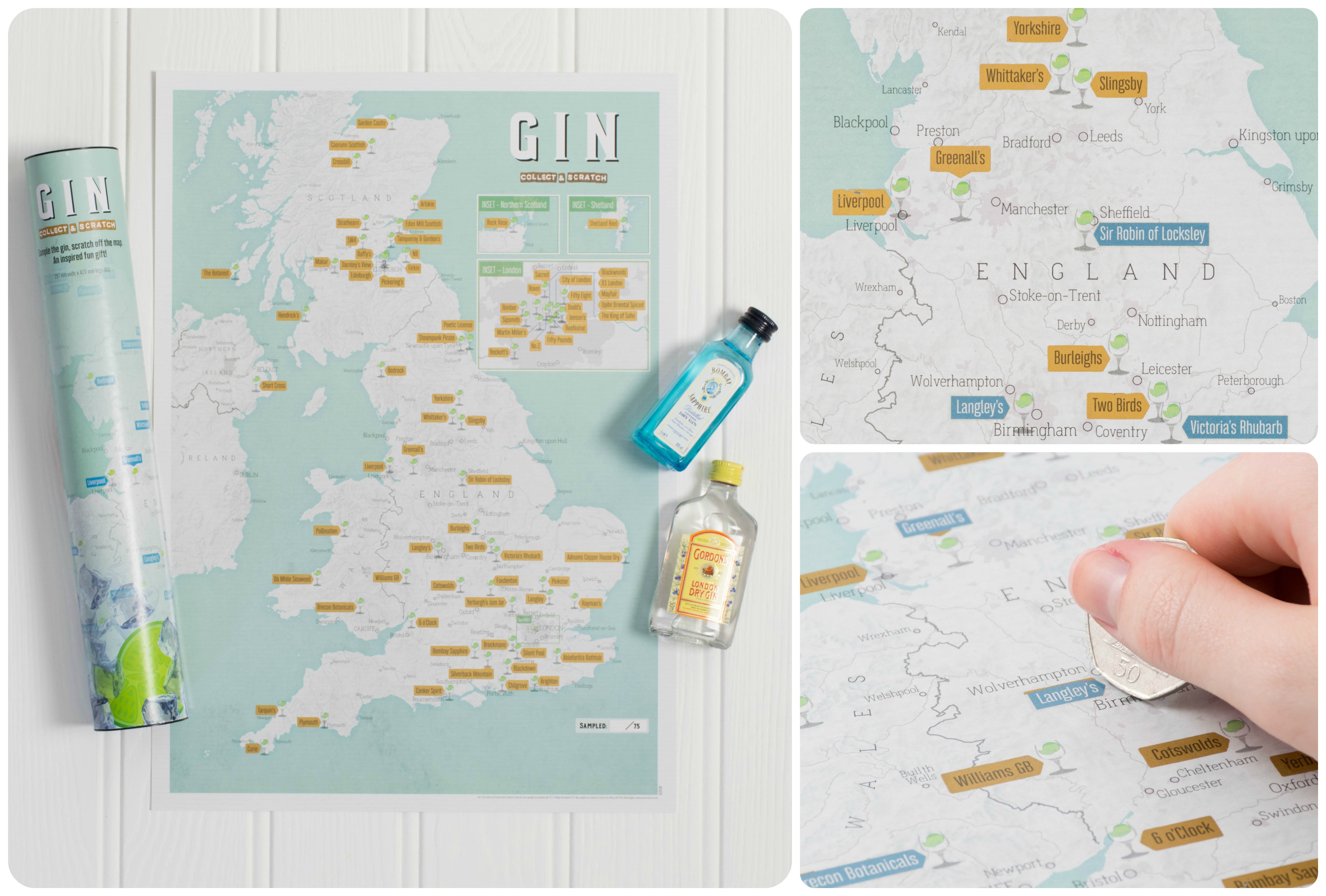 Online bestellen: Scratch Map Gin distilleerderijen Groot-Brittannië Collect & Scratch wandkaart | Maps International