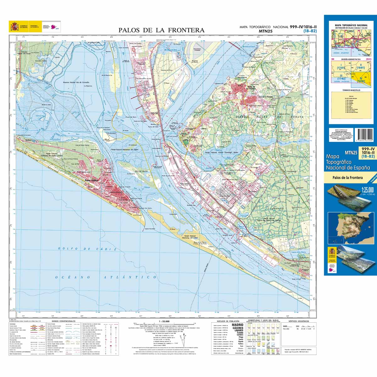 Online bestellen: Topografische kaart 999-IV/1016-II Palos de la Frontera | CNIG - Instituto Geográfico Nacional1