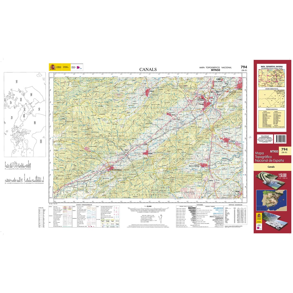 Online bestellen: Topografische kaart 794 MT50 Canals | CNIG - Instituto Geográfico Nacional1