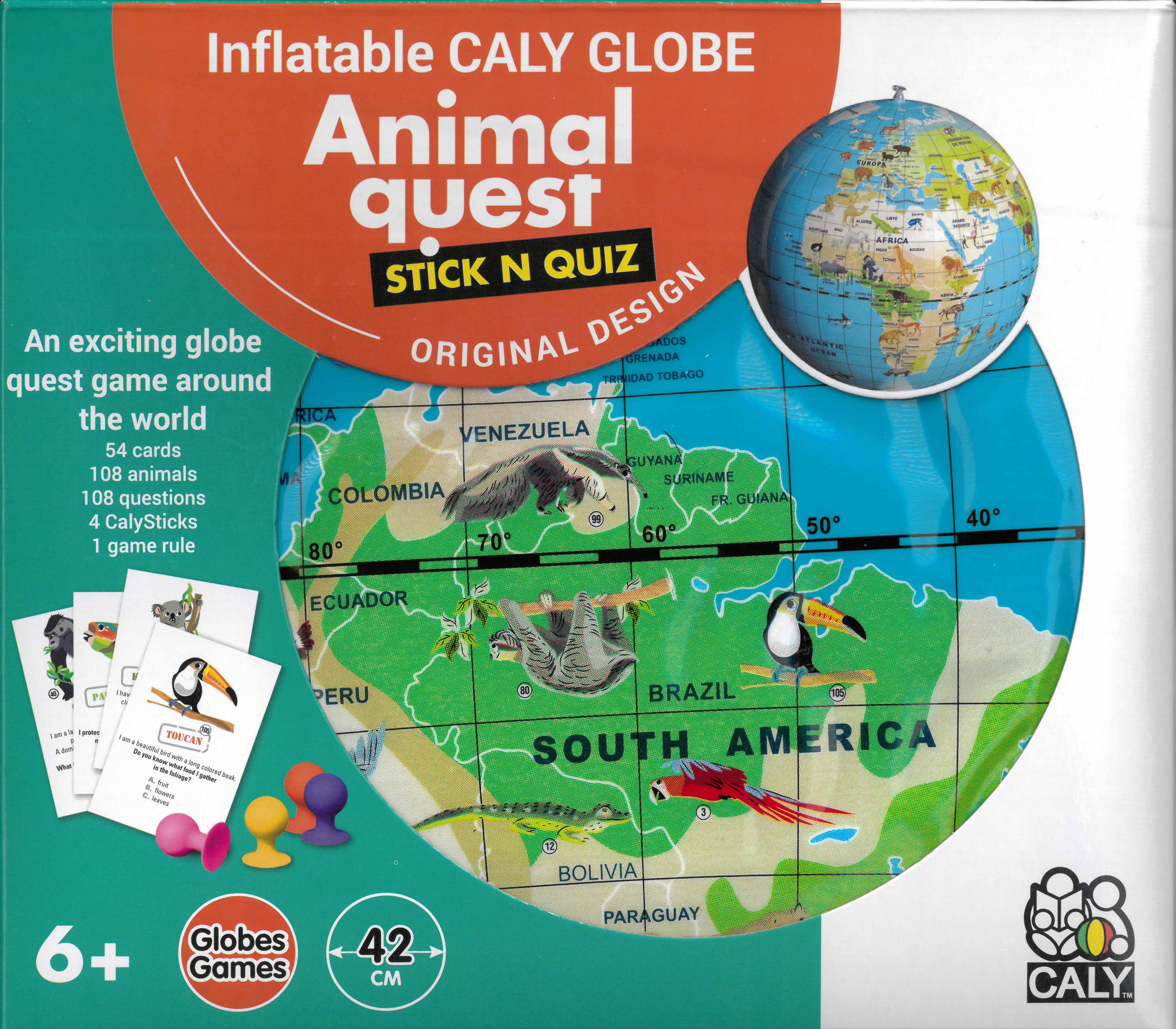 Opblaasbare wereldbol - globe Stick N Quiz game inflatable globe 42 cm