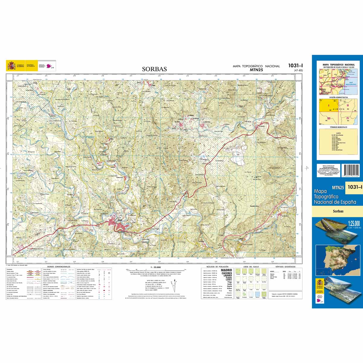 Online bestellen: Topografische kaart 1031-I Sorbas | CNIG - Instituto Geográfico Nacional1