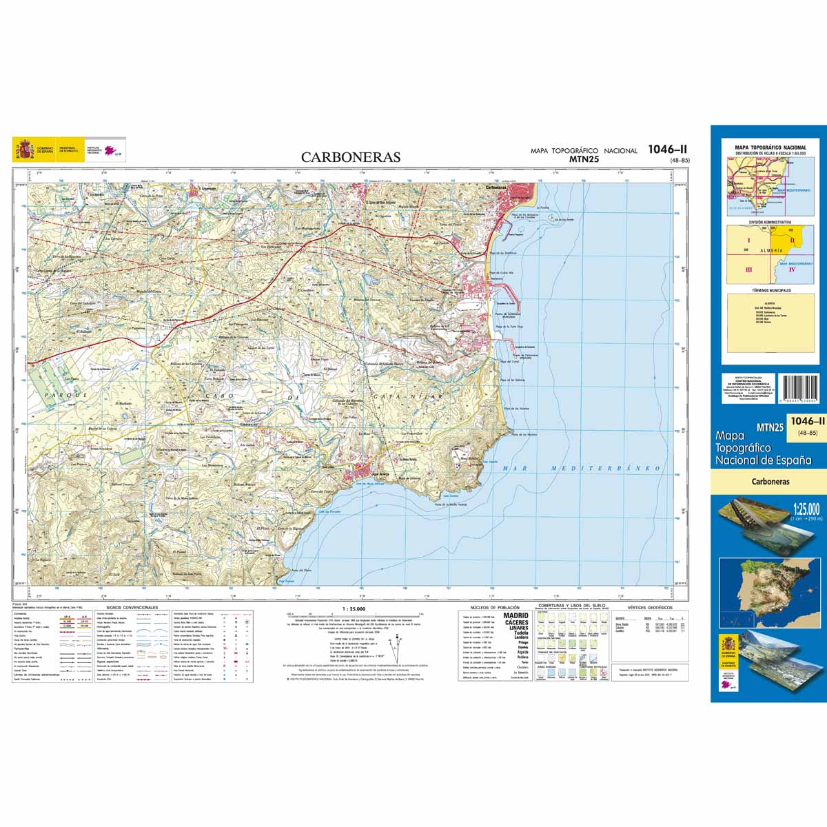 Online bestellen: Topografische kaart 1046-II Carboneras | CNIG - Instituto Geográfico Nacional1