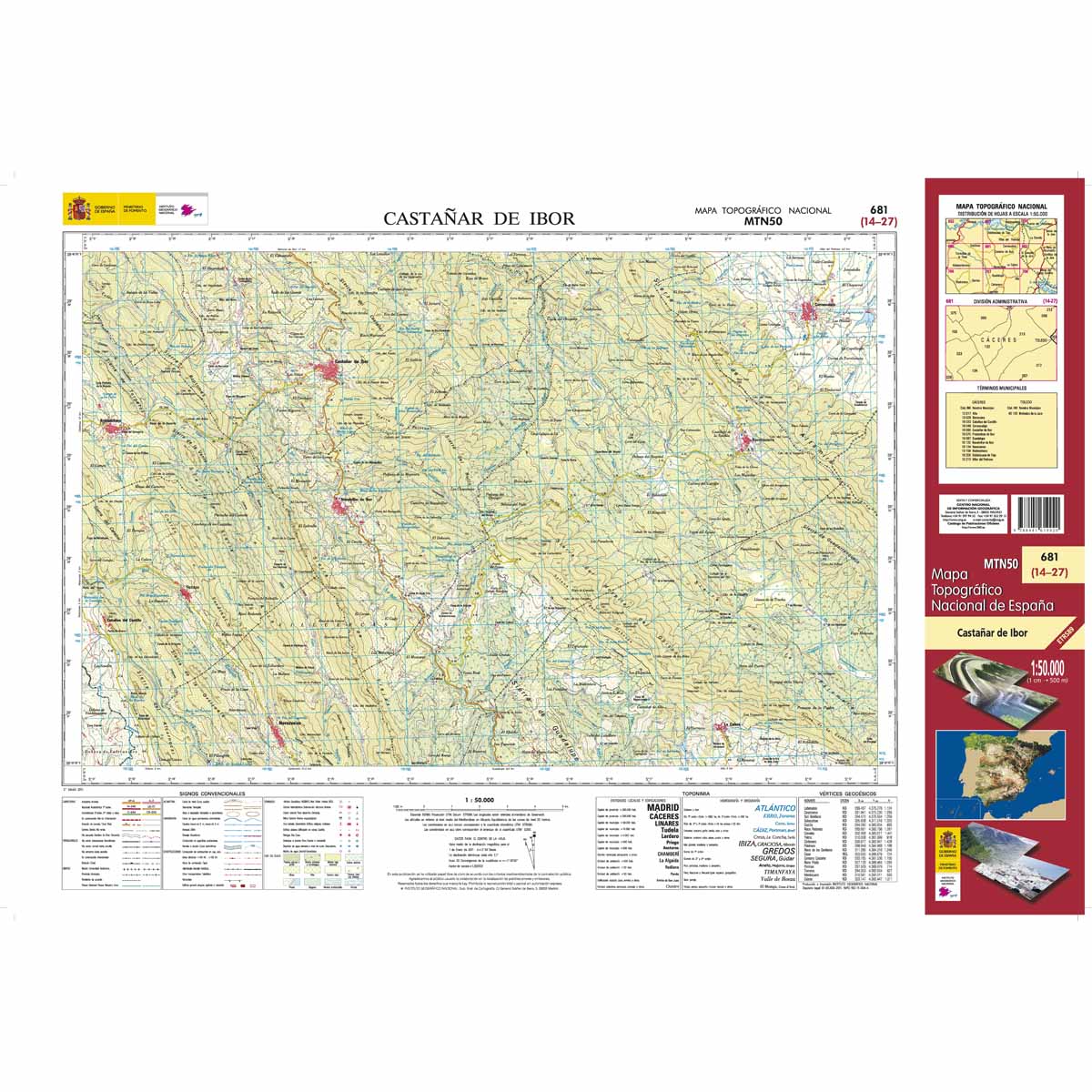 Online bestellen: Topografische kaart 681 MT50 Castañar de Ibor | CNIG - Instituto Geográfico Nacional1