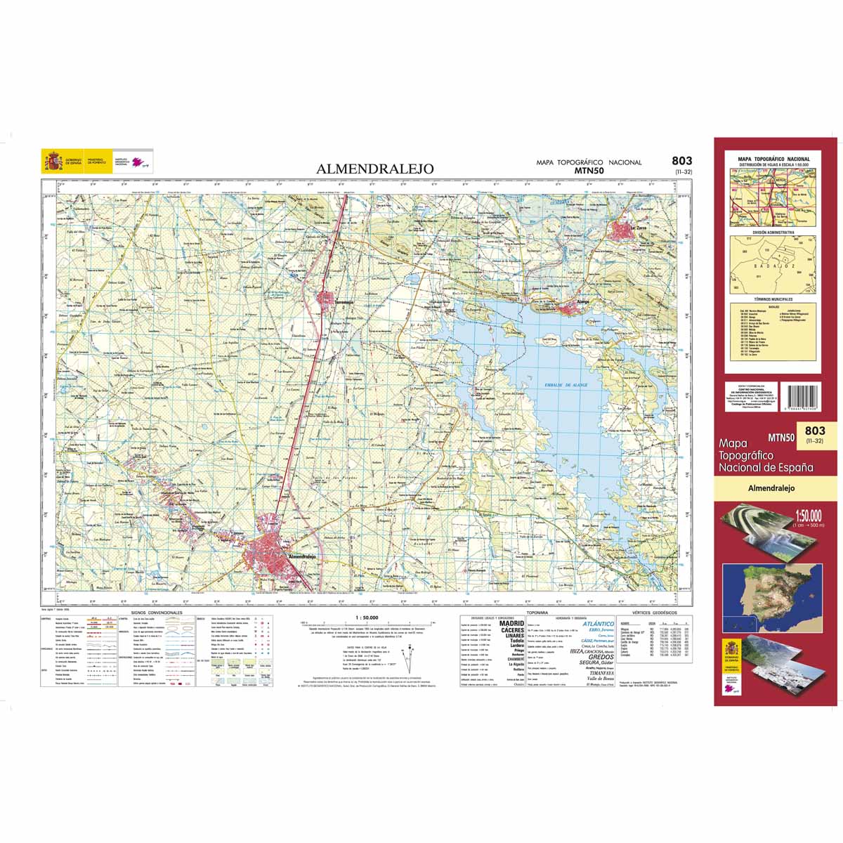 Online bestellen: Topografische kaart 803 MT50 Almendralejo | CNIG - Instituto Geográfico Nacional1