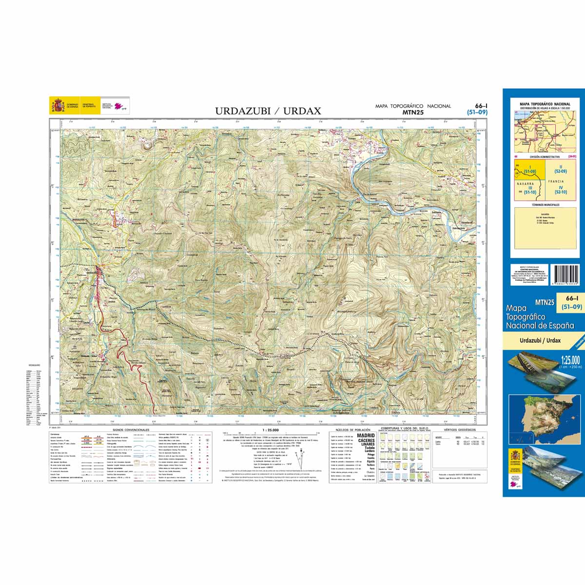 Online bestellen: Topografische kaart 66-I Urdazubi / Urdax | CNIG - Instituto Geográfico Nacional1