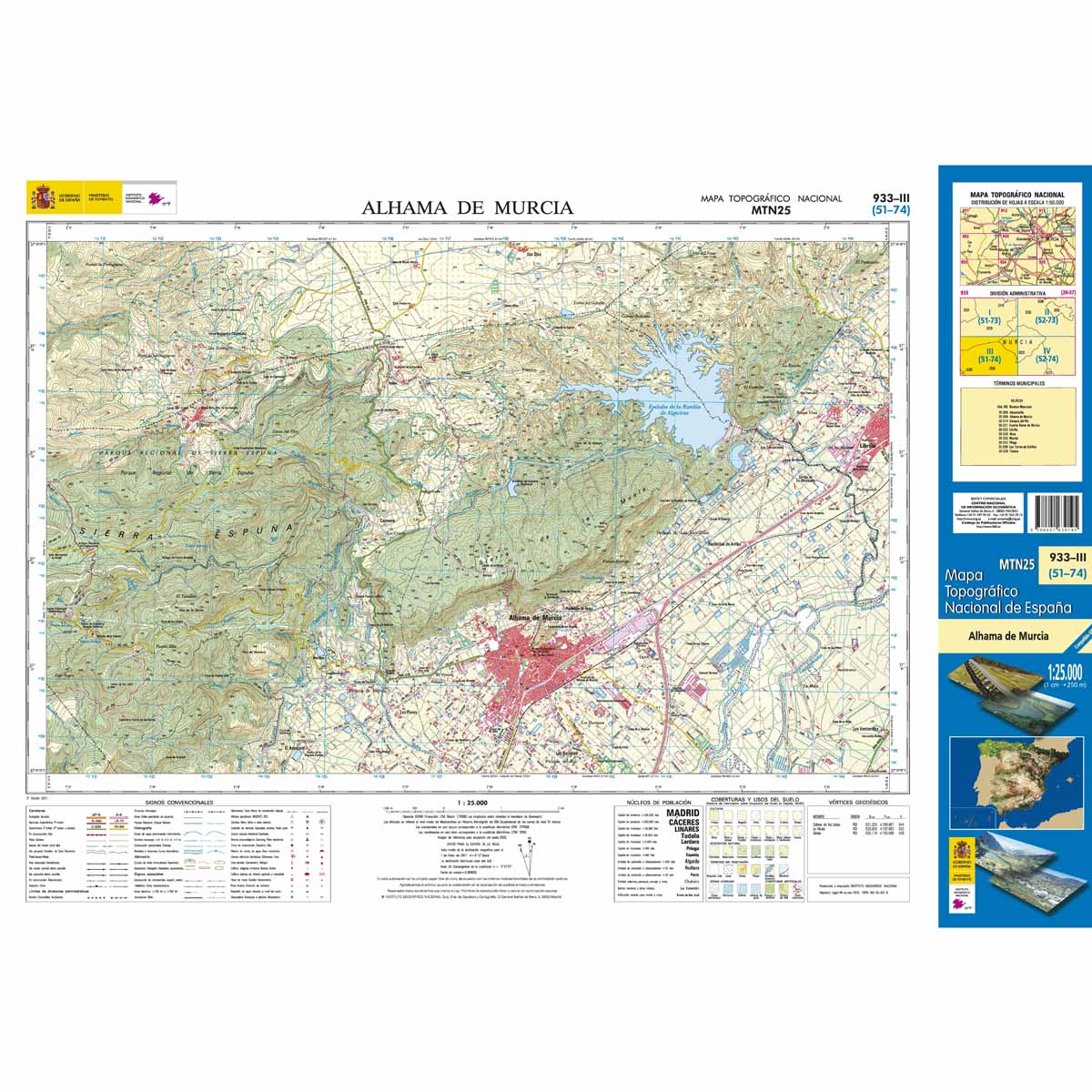 Online bestellen: Topografische kaart 933-III Alhama de Murcia | CNIG - Instituto Geográfico Nacional1