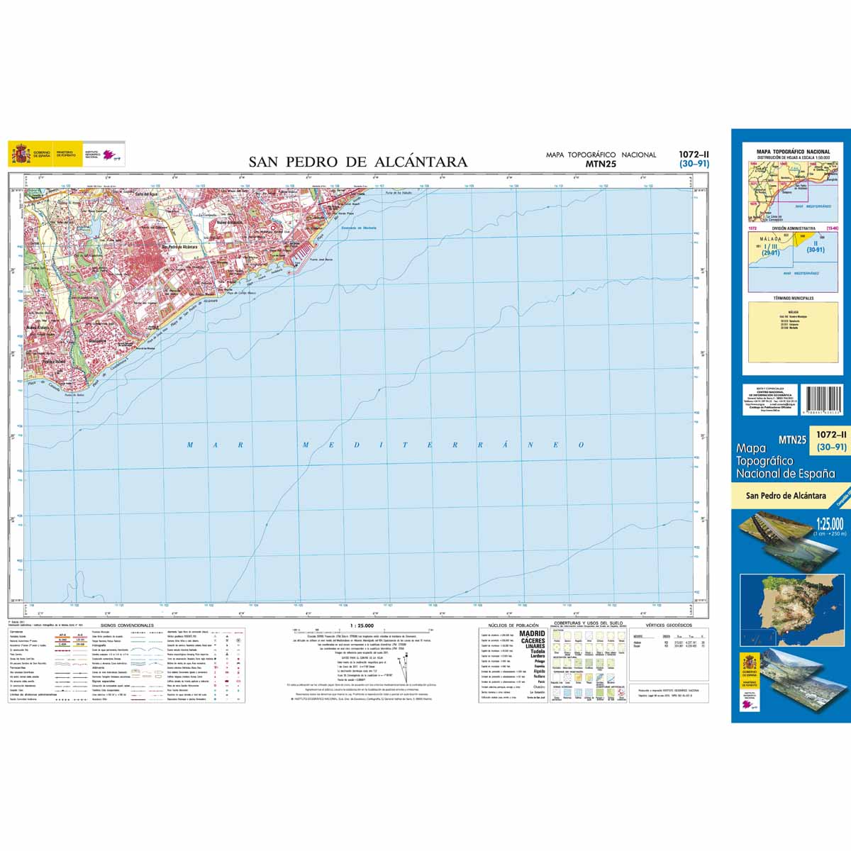 Online bestellen: Topografische kaart 1072-II San Pedro de Alcántara | CNIG - Instituto Geográfico Nacional1