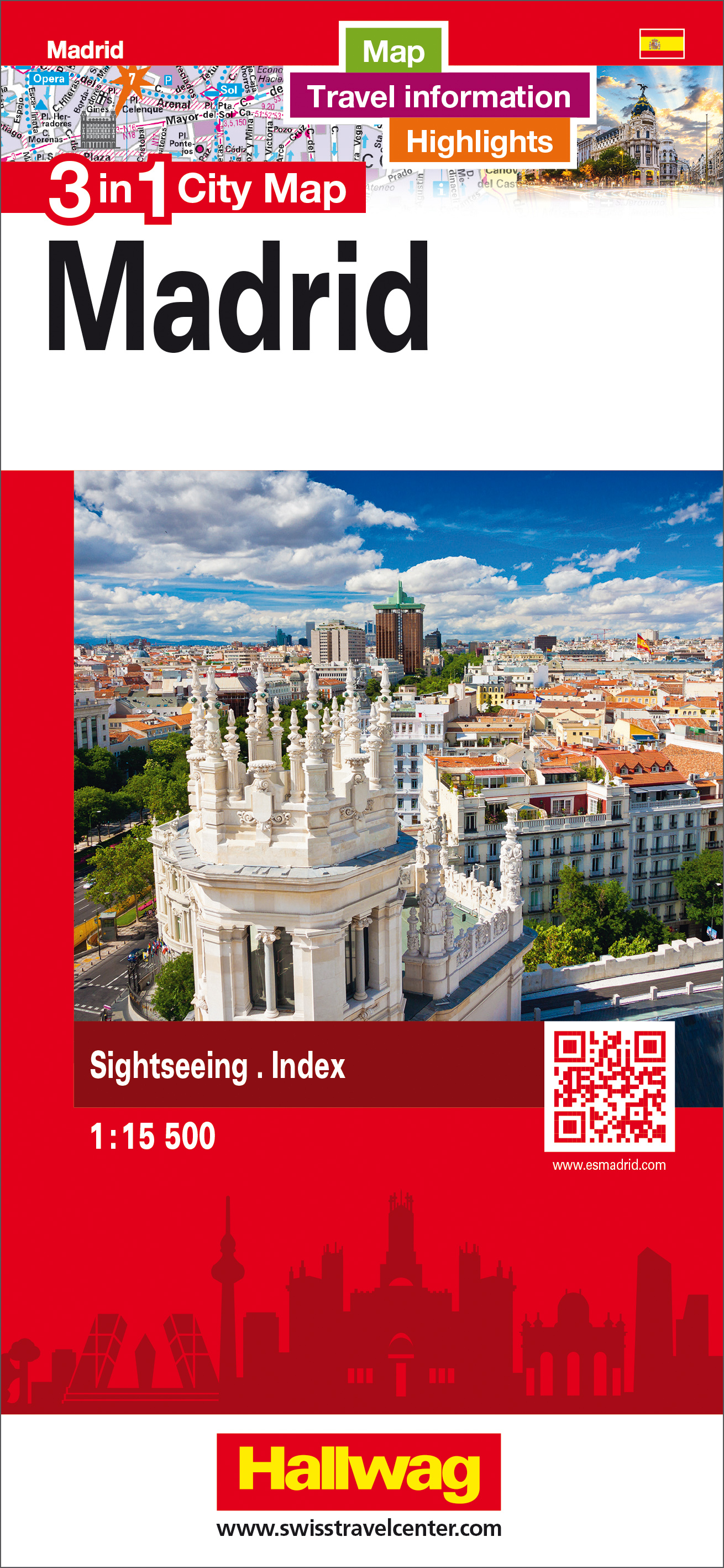 Online bestellen: Stadsplattegrond Madrid 3 in 1 CityMap | Hallwag