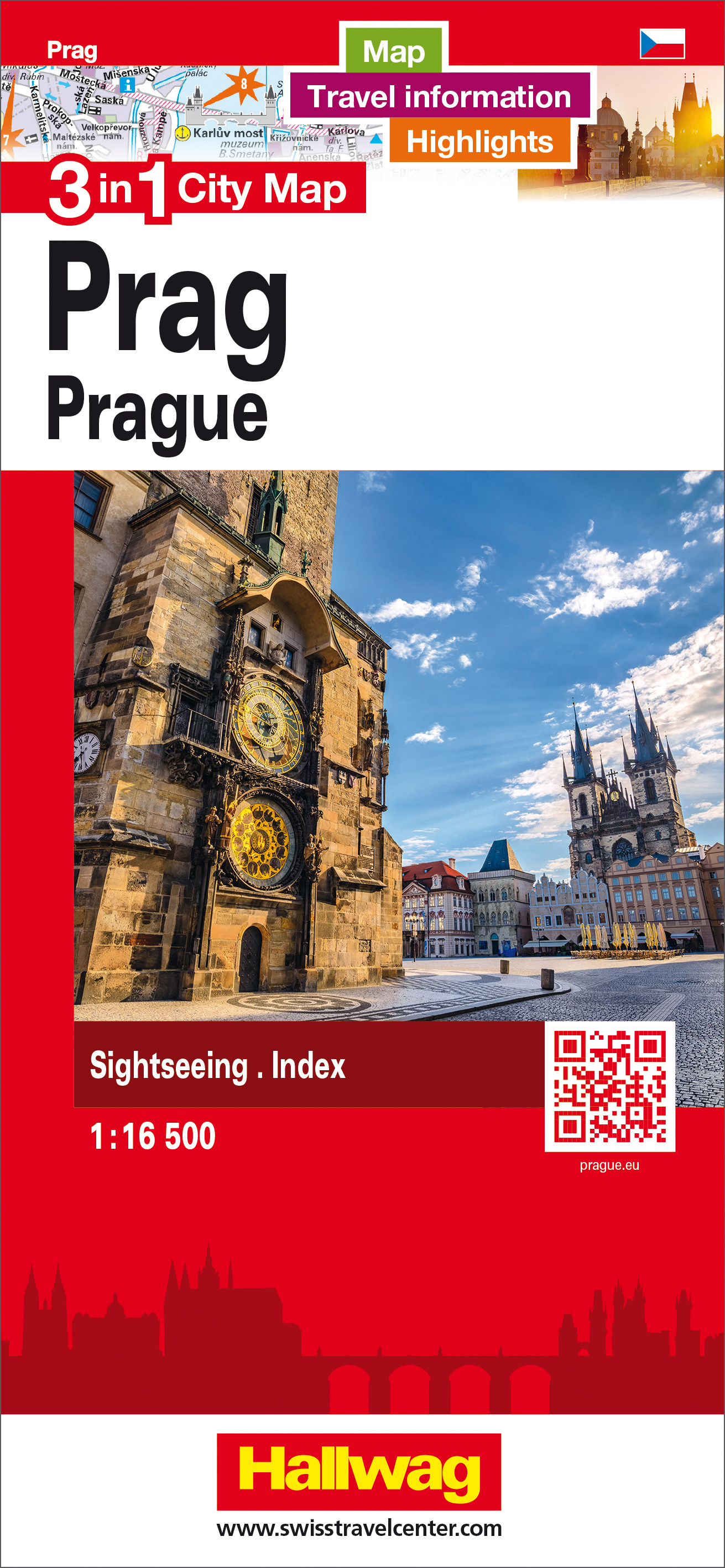 Online bestellen: Stadsplattegrond 3 in 1 city map Prag - Praag | Hallwag