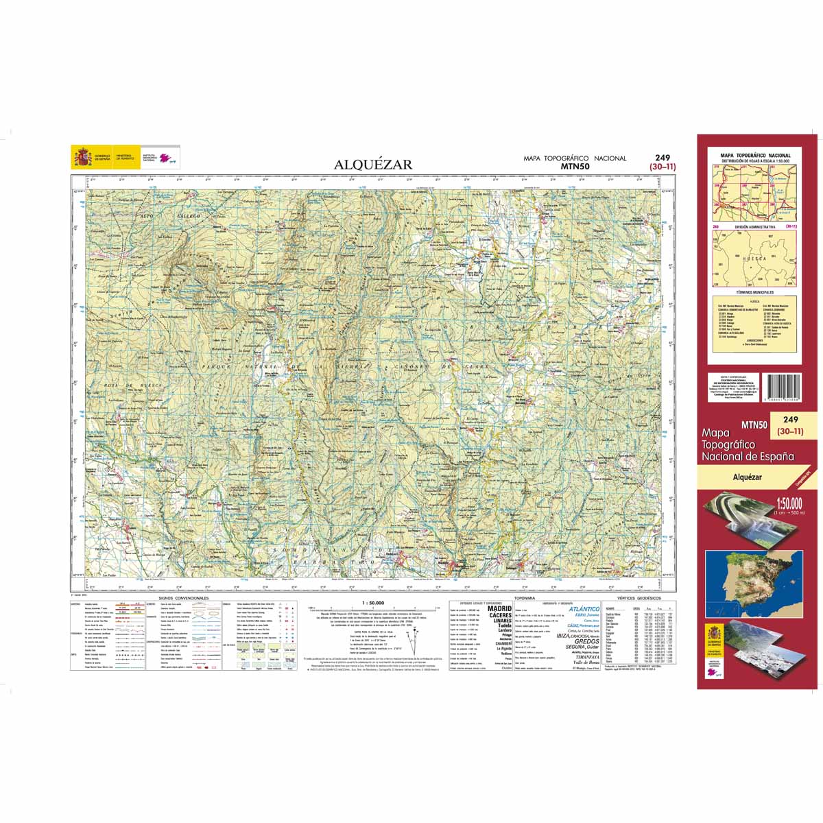 Online bestellen: Topografische kaart 249 MT50 Alquézar | CNIG - Instituto Geográfico Nacional1