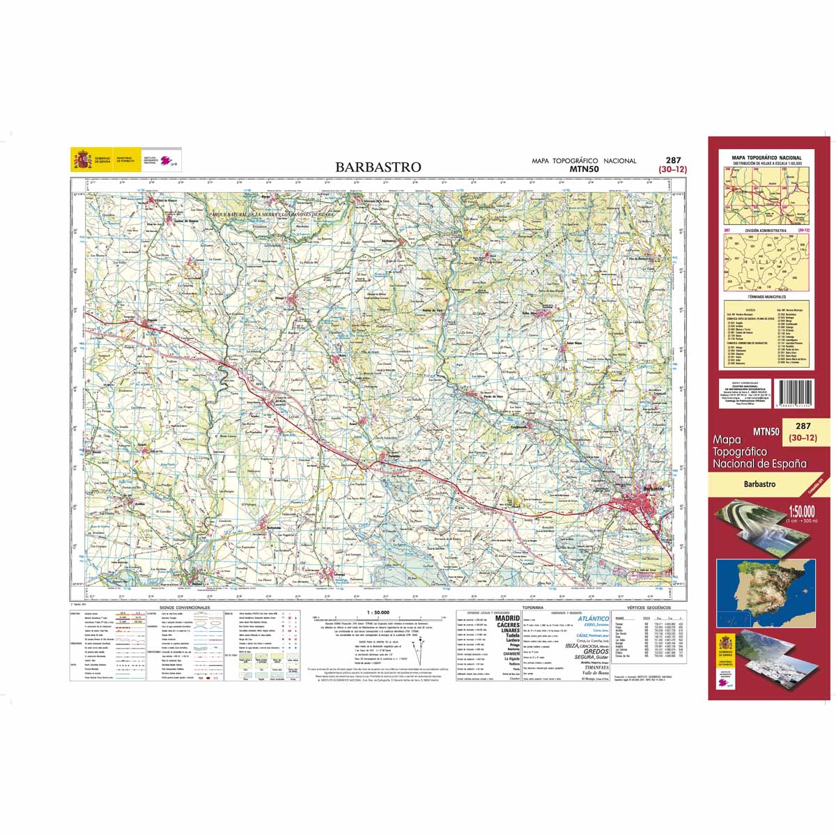 Online bestellen: Topografische kaart 287 MT50 Barbastro | CNIG - Instituto Geográfico Nacional1