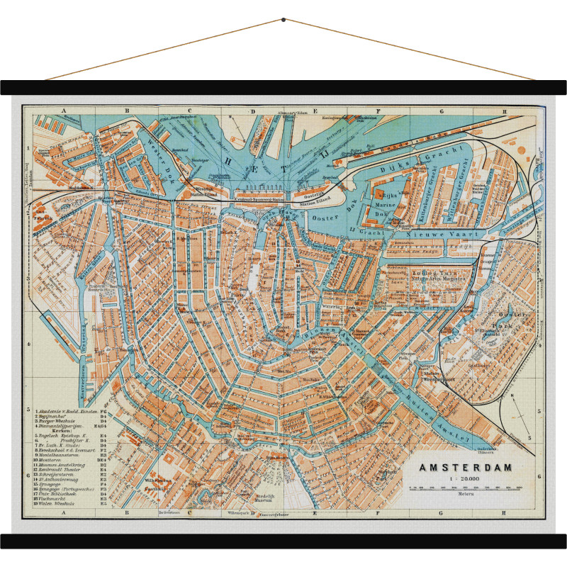 Online bestellen: Stadskaart Vintage maps Amsterdam vintage | 104 x 87 cm | Blue Shaker