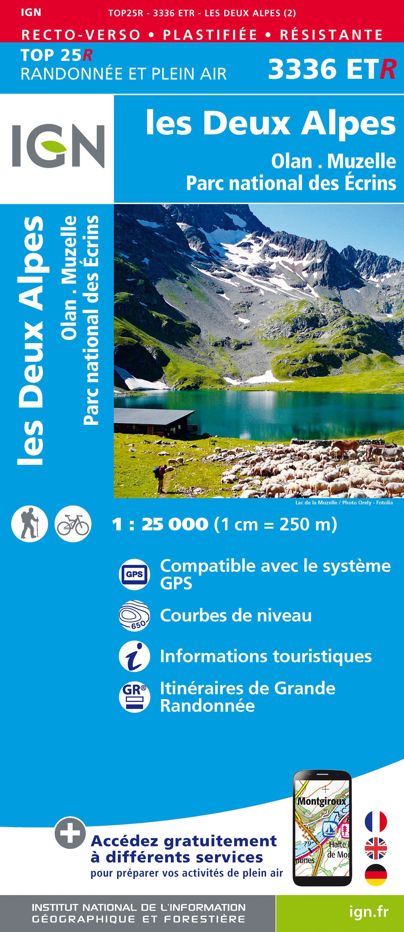 Online bestellen: Wandelkaart - Topografische kaart 3336ETR Les Deux Alpes / Olan / Muzelle /PNR des Ecrins | IGN - Institut Géographique National