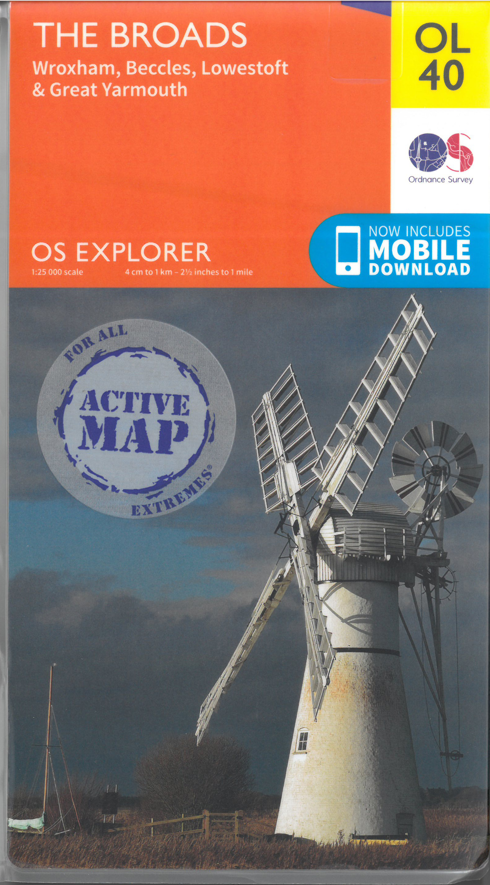 Online bestellen: Wandelkaart - Topografische kaart 40 OS Explorer Map | Active The Broads | Ordnance Survey