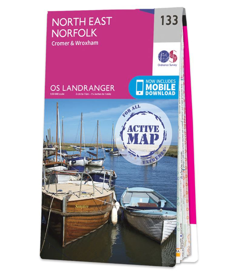 Online bestellen: Wandelkaart - Topografische kaart 133 Landranger Active North East Norfolk / Cromer / Wroxham | Ordnance Survey