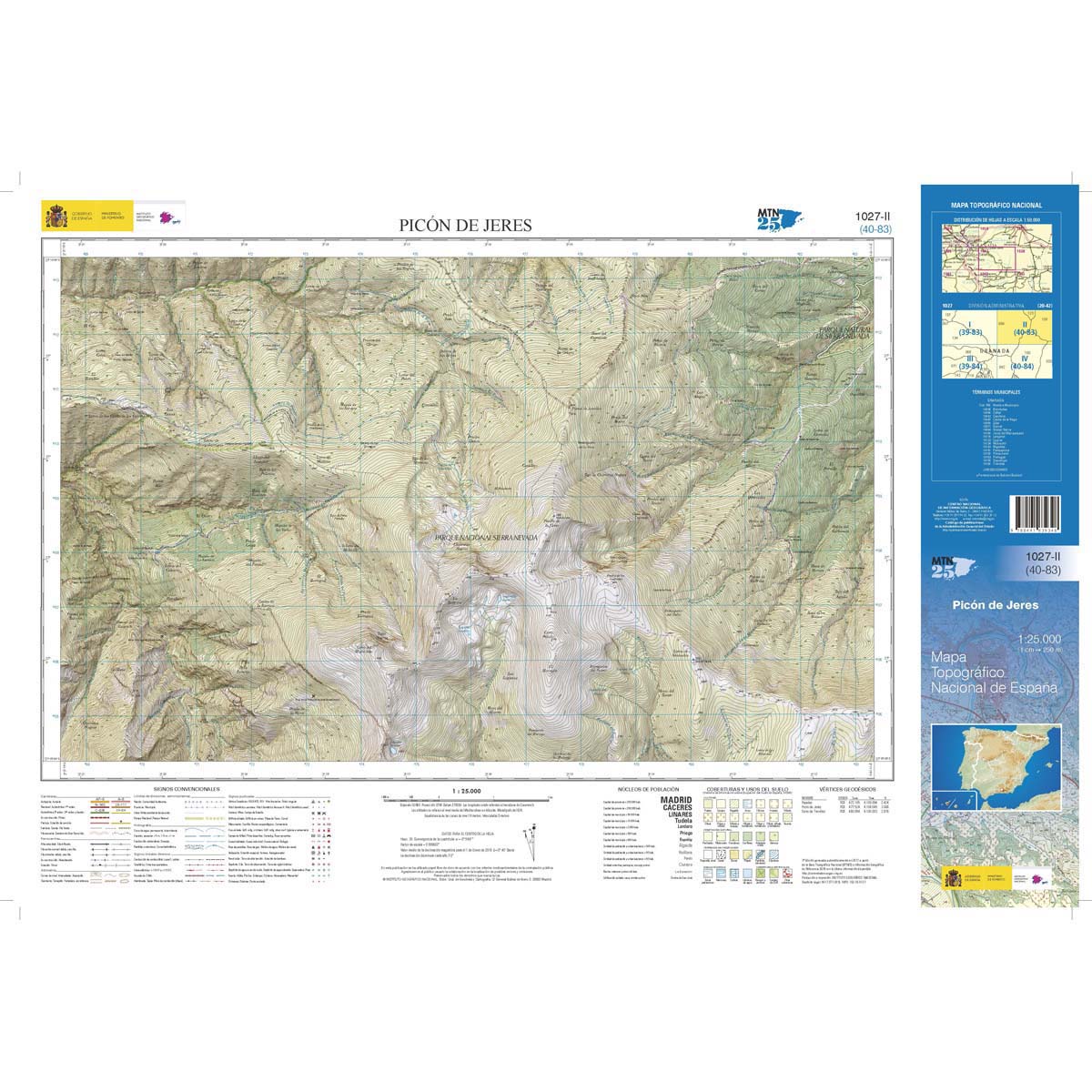 Online bestellen: Topografische kaart 1027-II Picón de Jéres | CNIG - Instituto Geográfico Nacional1