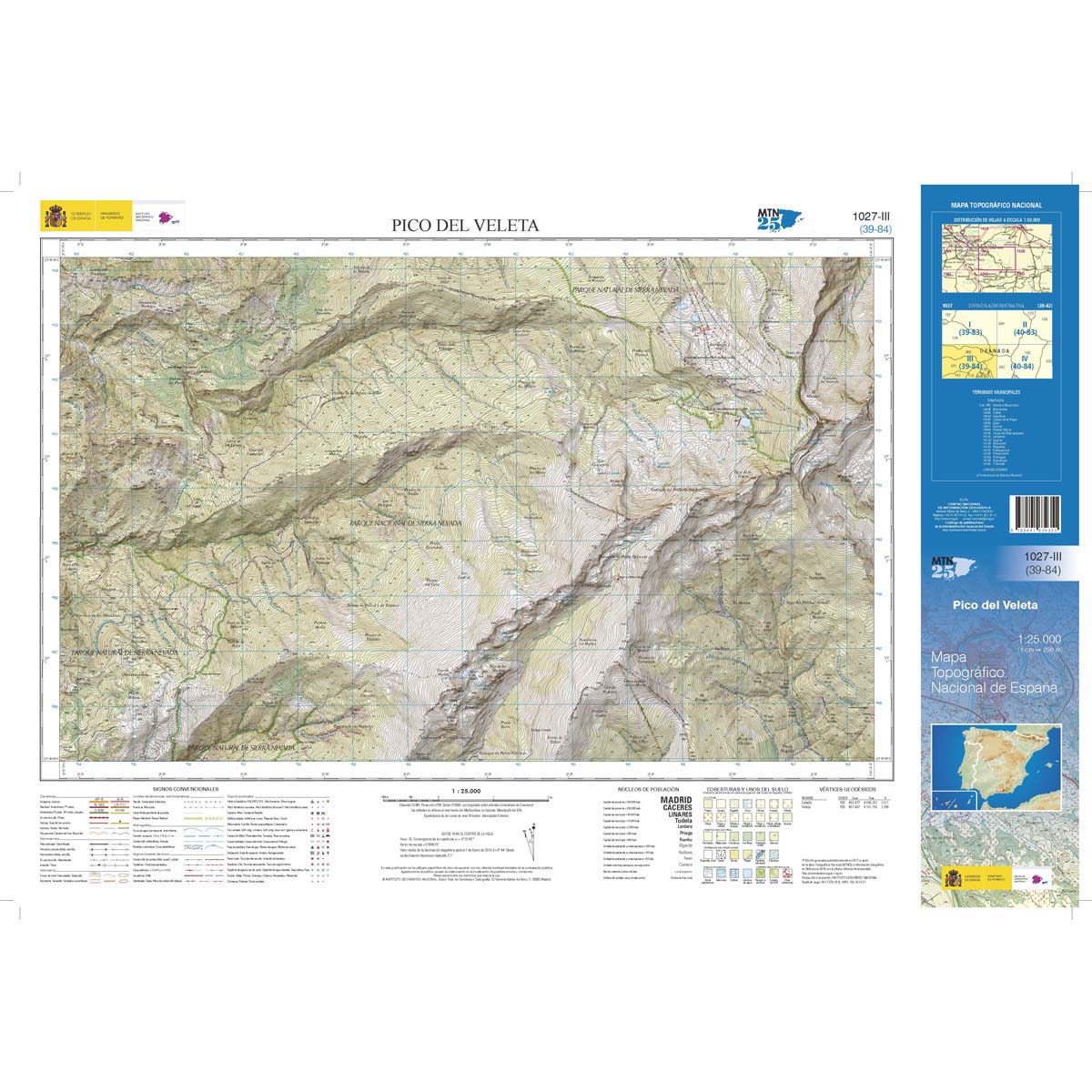 Online bestellen: Topografische kaart 1027-III Pico del Veleta | CNIG - Instituto Geográfico Nacional1