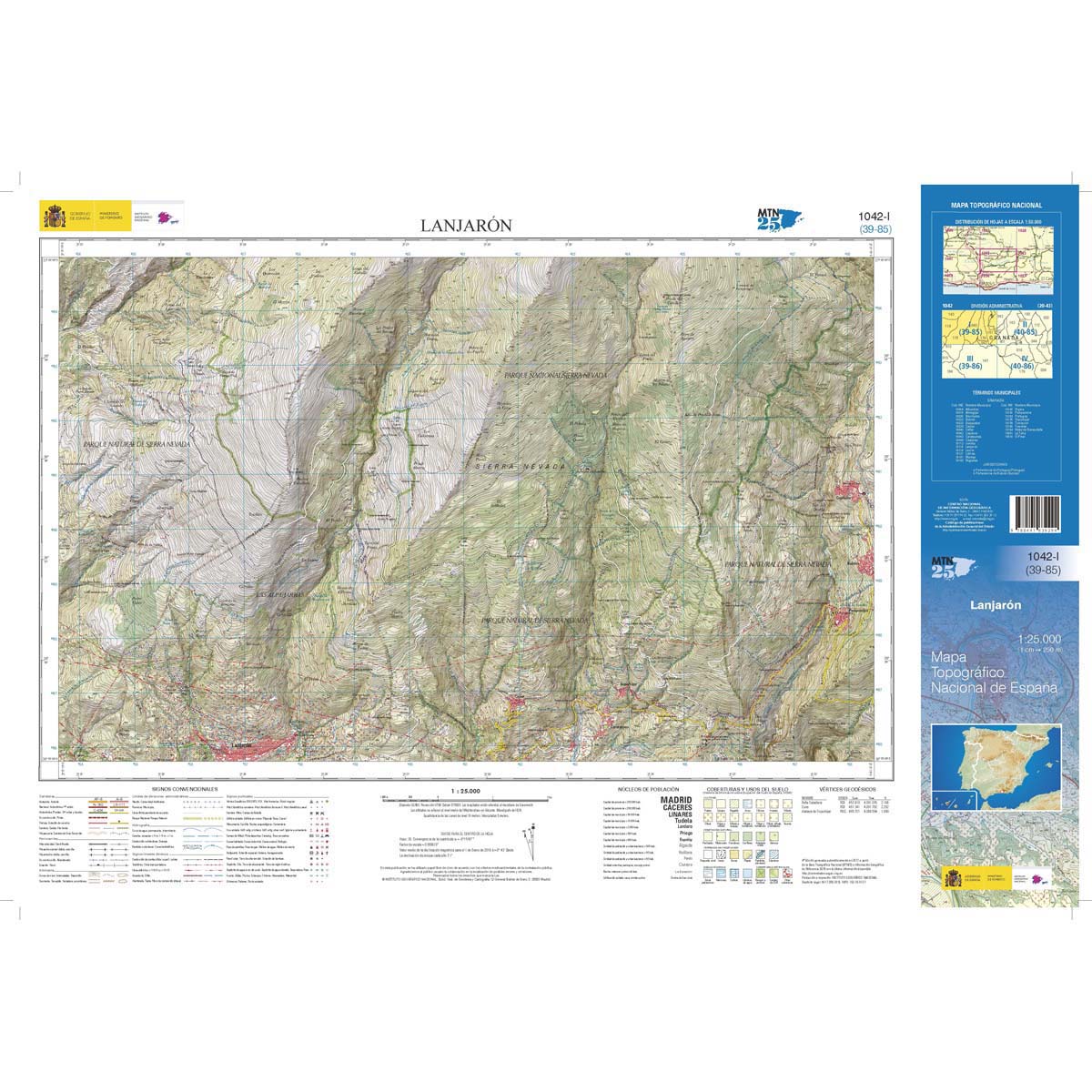 Online bestellen: Topografische kaart 1042-I Lanjarón | CNIG - Instituto Geográfico Nacional1