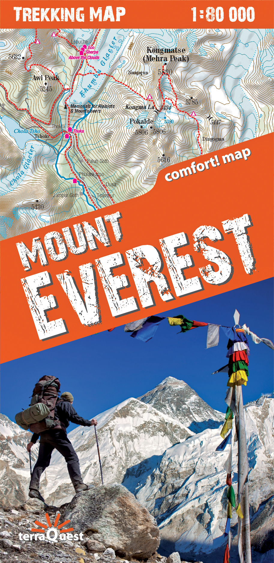 Online bestellen: Wandelkaart Trekking map Mount Everest | TerraQuest