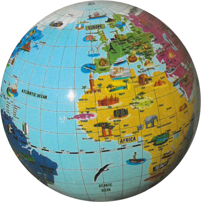 Opblaasbare wereldbol - globe Inflatable globe 42 cm Marvels of the wo