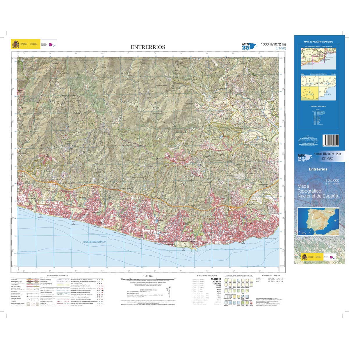 Online bestellen: Topografische kaart 1066-III/1072bis Entrerríos | CNIG - Instituto Geográfico Nacional1