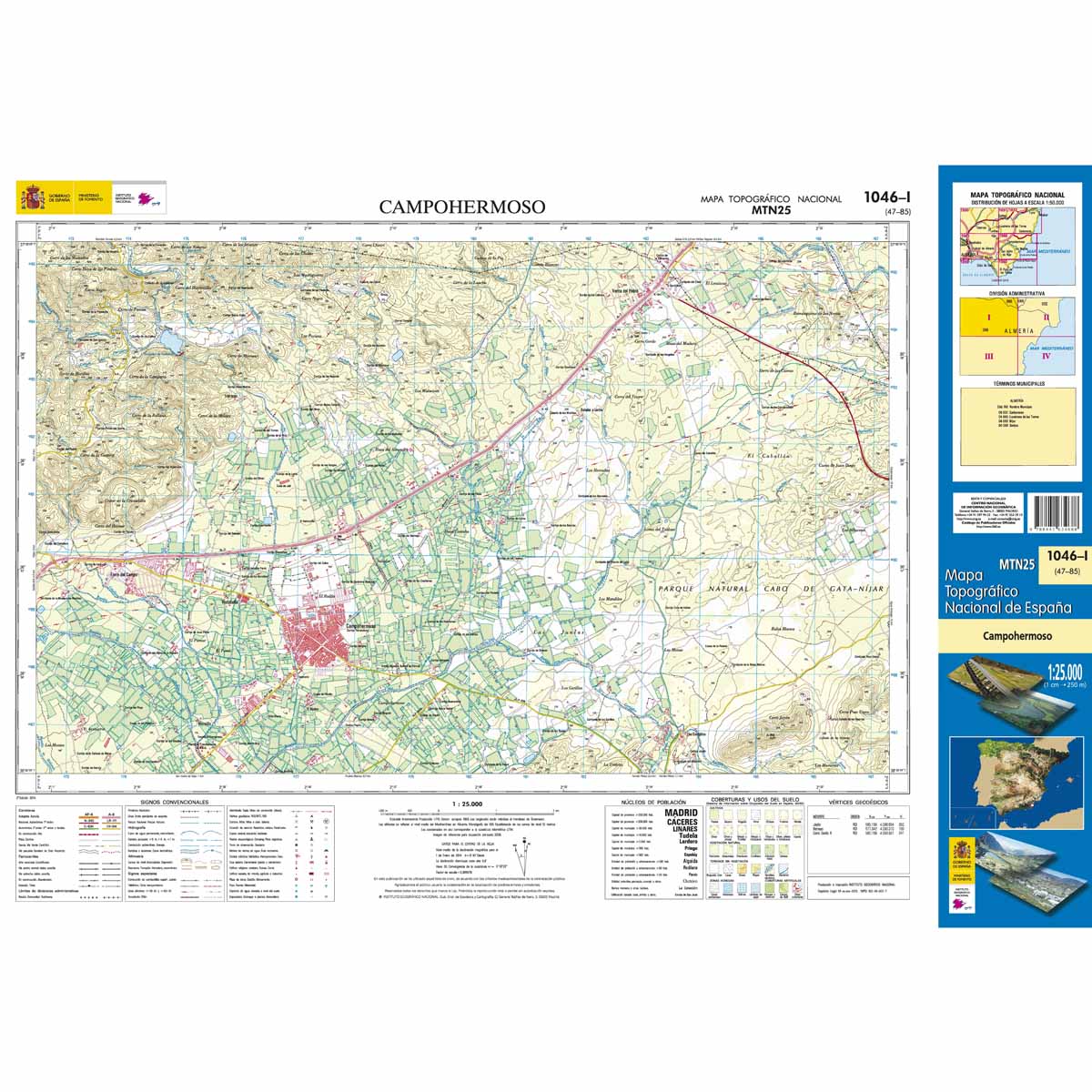 Online bestellen: Topografische kaart 1046-I Campohermoso | CNIG - Instituto Geográfico Nacional1