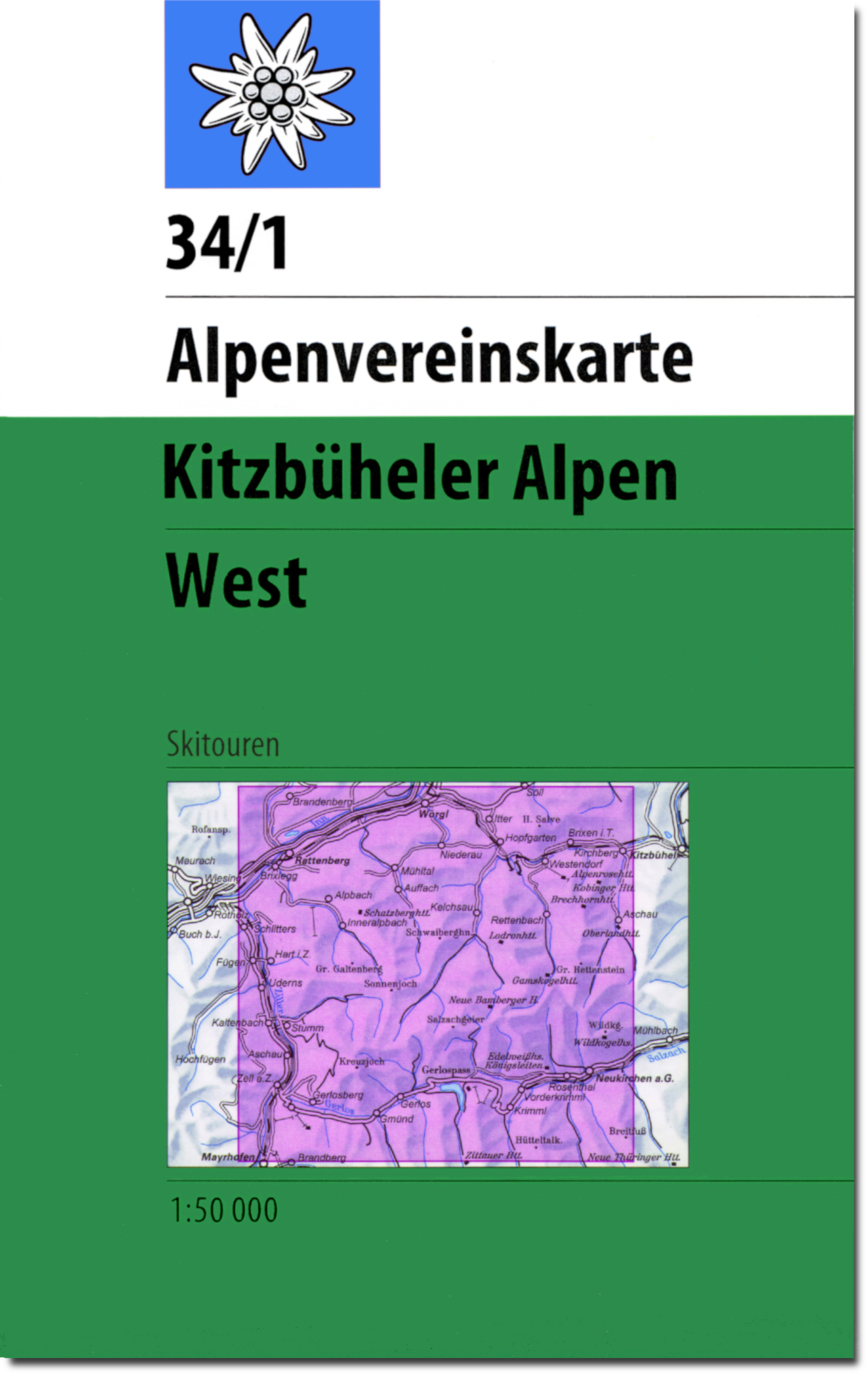 Online bestellen: Toerskikaart 34/1S Alpenvereinskarte Kitzbüheler Alpen West ski | Alpenverein