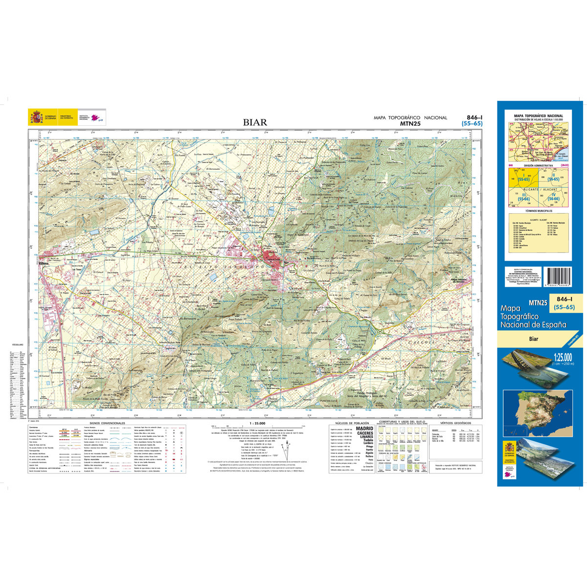 Online bestellen: Topografische kaart 846-I Biar | CNIG - Instituto Geográfico Nacional1