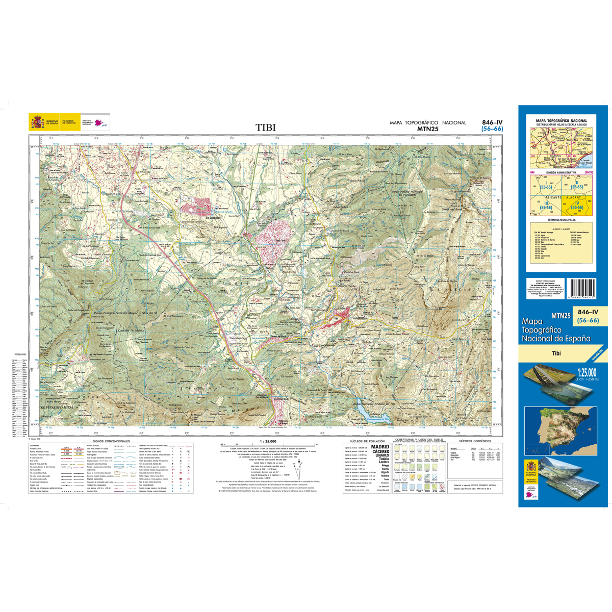 Online bestellen: Topografische kaart 846-IV Tibi | CNIG - Instituto Geográfico Nacional1