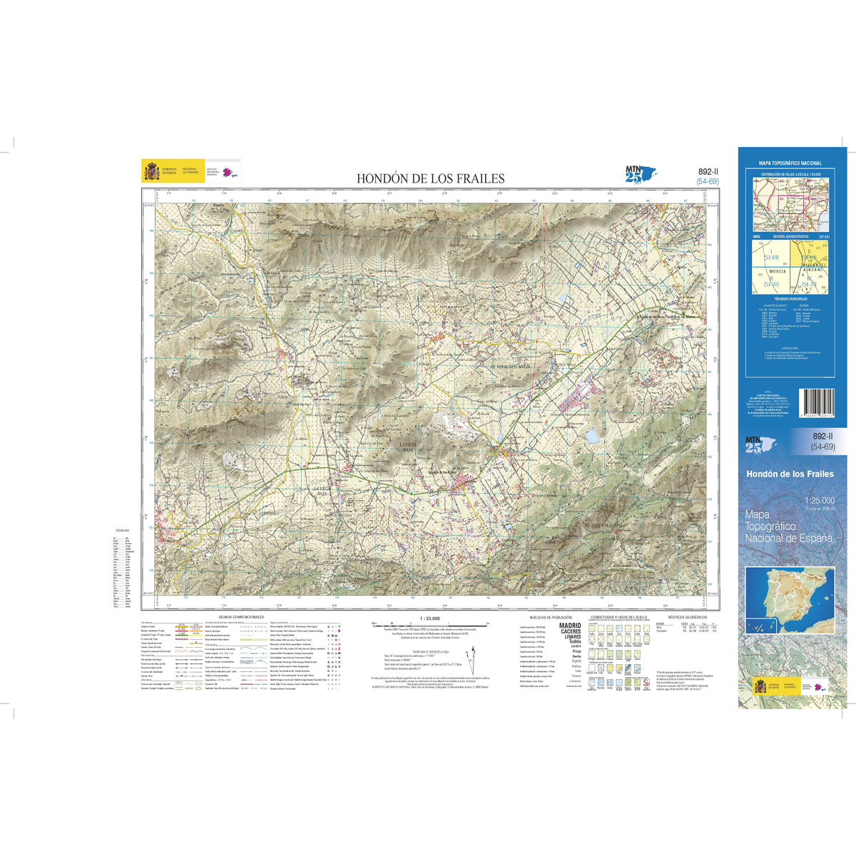 Online bestellen: Topografische kaart 892-II Hondón de los Frailes | CNIG - Instituto Geográfico Nacional1