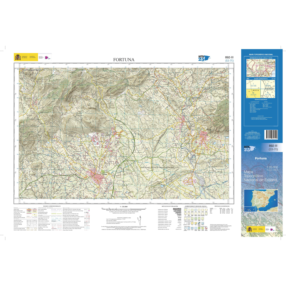 Online bestellen: Topografische kaart 892-III Fortuna | CNIG - Instituto Geográfico Nacional1