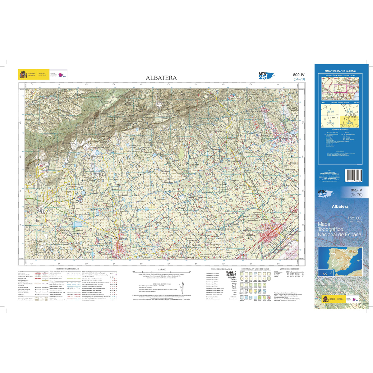 Online bestellen: Topografische kaart 892-IV Albatera | CNIG - Instituto Geográfico Nacional1