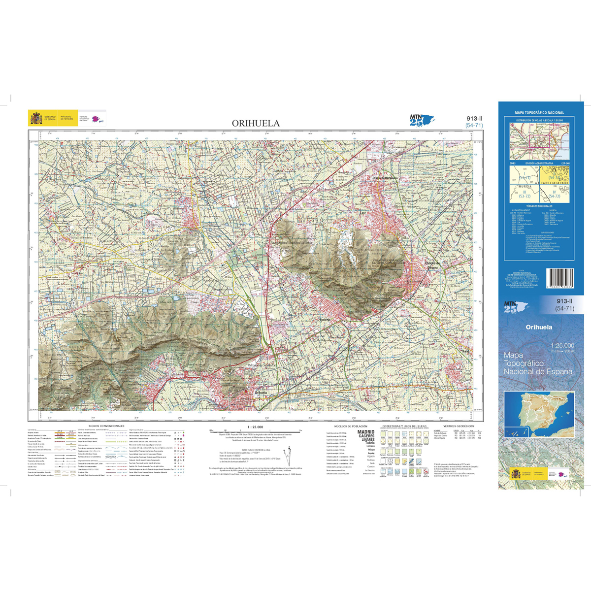 Online bestellen: Topografische kaart 913-II Orihuela | CNIG - Instituto Geográfico Nacional1