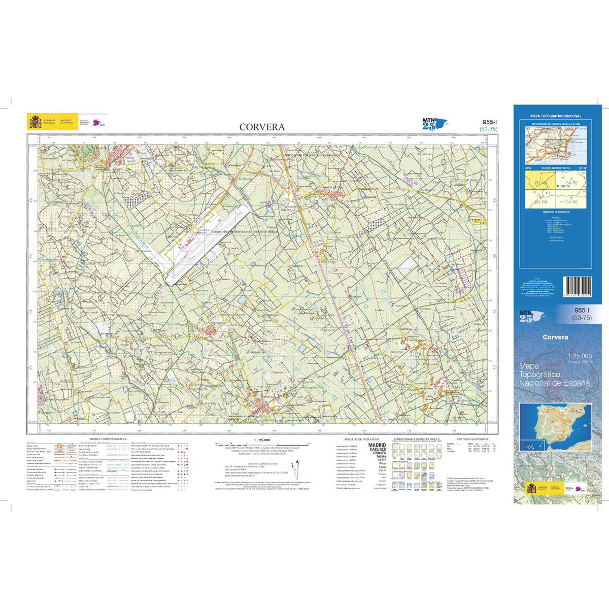 Online bestellen: Topografische kaart 955-I Corvera | CNIG - Instituto Geográfico Nacional1