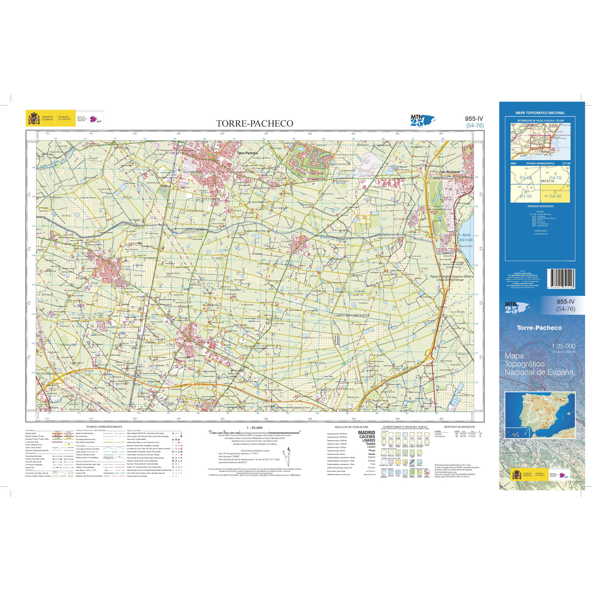 Online bestellen: Topografische kaart 955-IV Torre-Pacheco | CNIG - Instituto Geográfico Nacional1