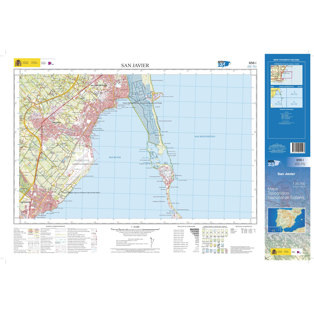 Online bestellen: Topografische kaart 956-I San Javier | CNIG - Instituto Geográfico Nacional1