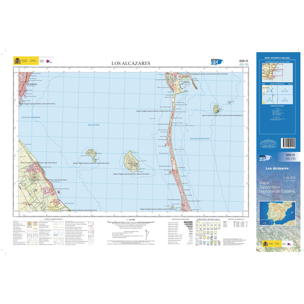 Online bestellen: Topografische kaart 956-III Los Alcazáres | CNIG - Instituto Geográfico Nacional1