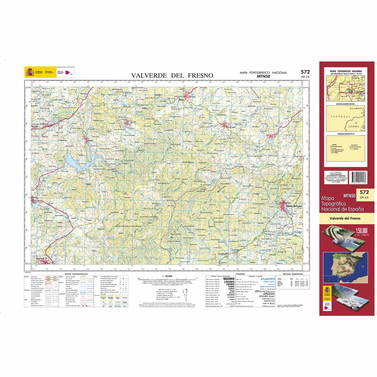 Online bestellen: Topografische kaart 572 MT50 Valverde del Fresno | CNIG - Instituto Geográfico Nacional1