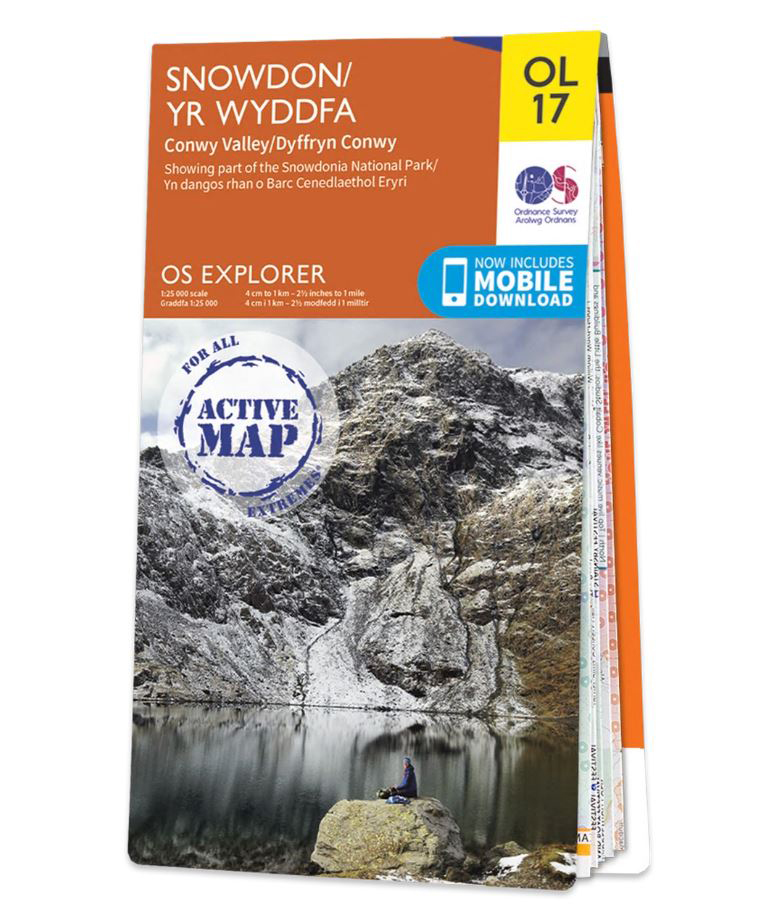 Online bestellen: Wandelkaart - Topografische kaart 17 OS Explorer Map | Active Snowdon/ Yr Wyddfa / Conwy Valley area | Ordnance Survey