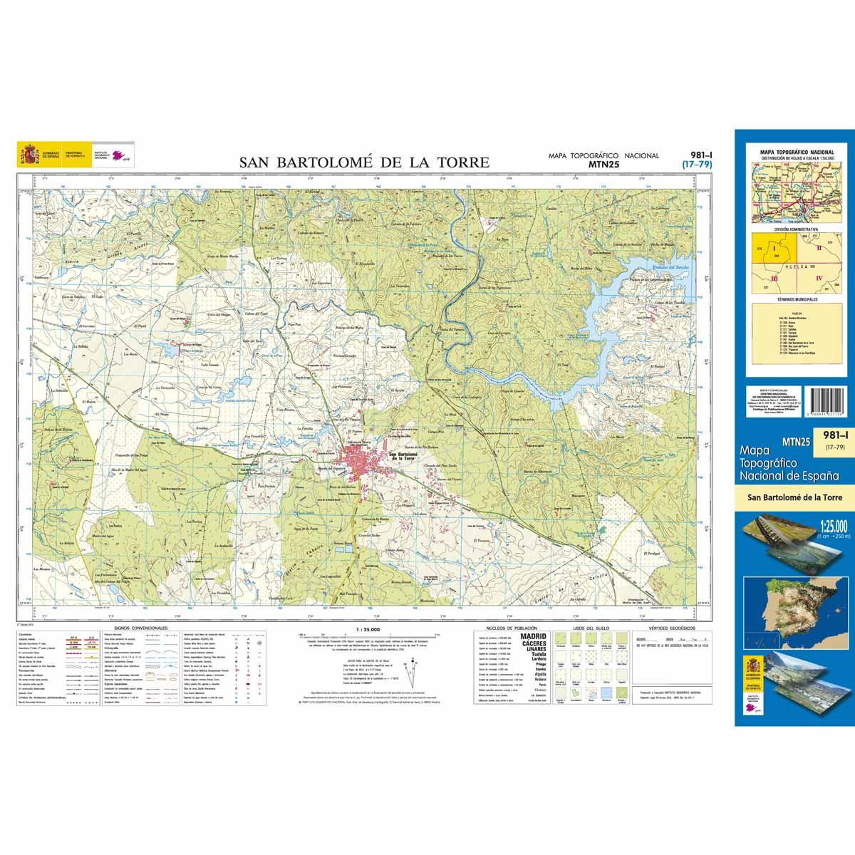 Online bestellen: Topografische kaart 981-I San Bartolomé de la Torre | CNIG - Instituto Geográfico Nacional1